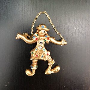 Vintage Dancing Clown Brooch